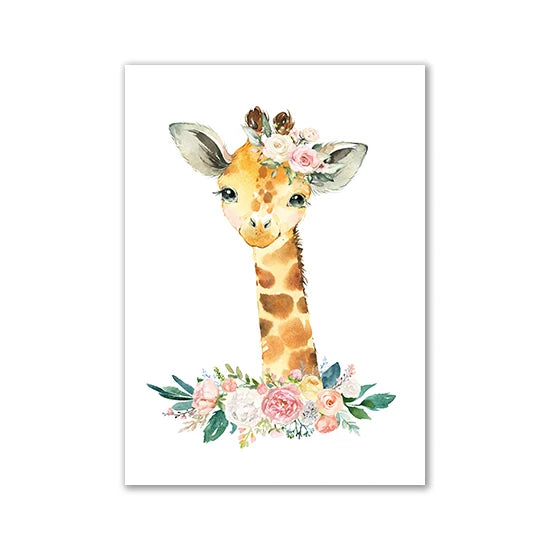 Affiche sur toile représentant des animaux à l'aquarelle