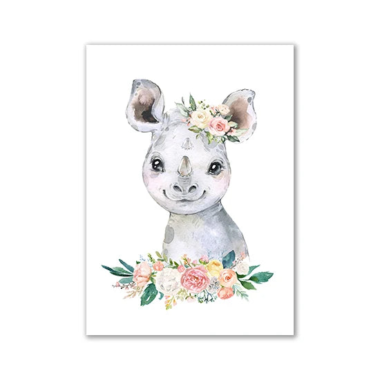 Affiche sur toile représentant des animaux à l'aquarelle