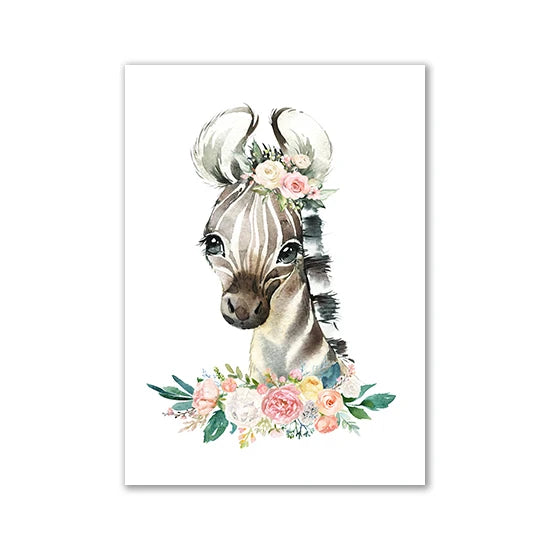 Affiche sur toile représentant des animaux à l'aquarelle