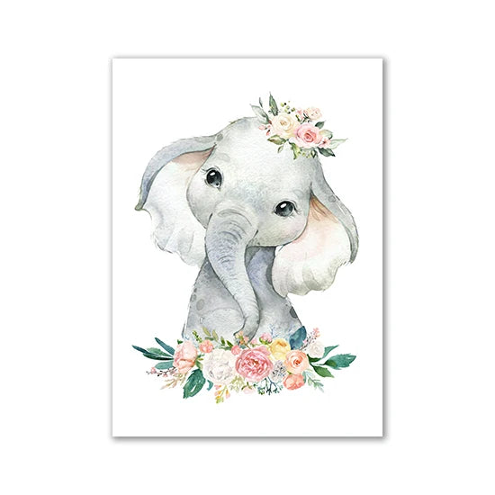 Affiche sur toile représentant des animaux à l'aquarelle