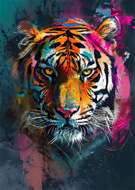 Affiche sur toile représentant des animaux colorés