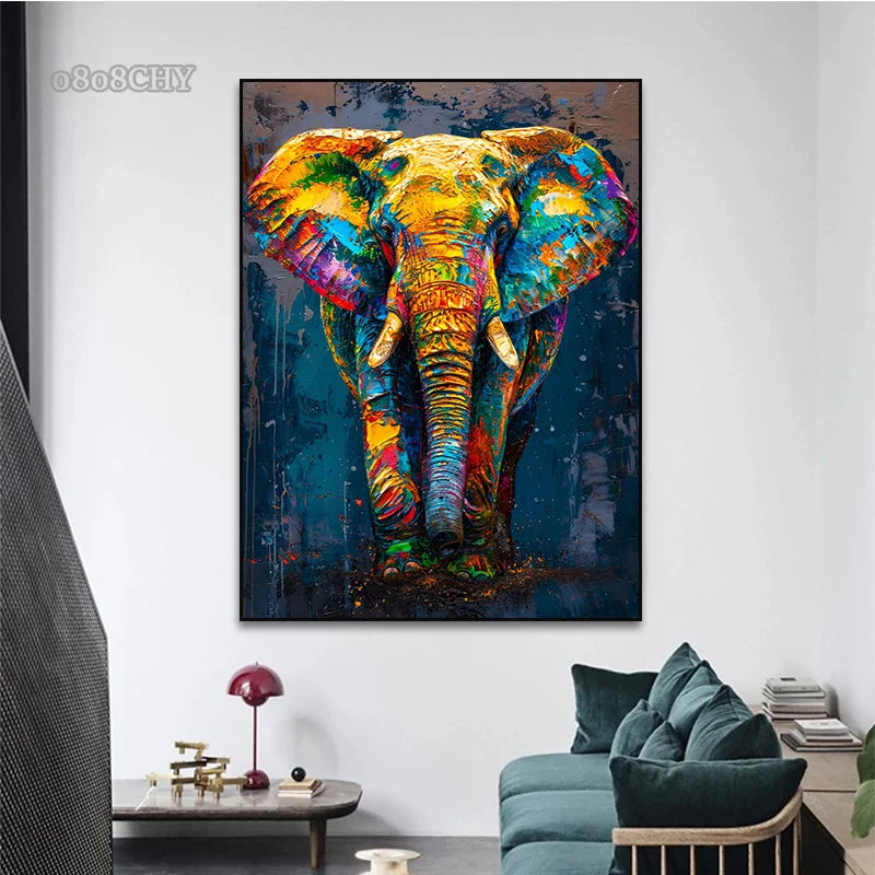 Affiche sur toile représentant des animaux colorés