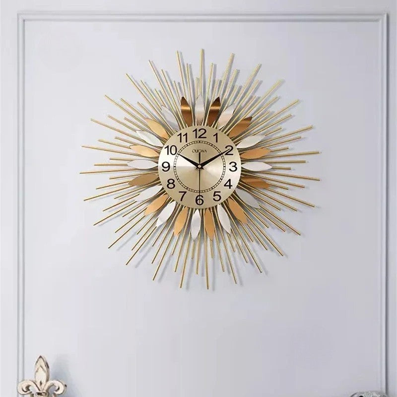 Horloge murale de luxe à motif de tournesol Ougwa