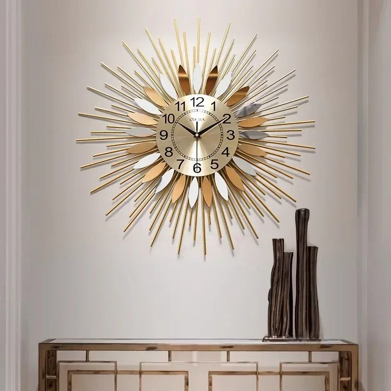 Horloge murale de luxe à motif de tournesol Ougwa