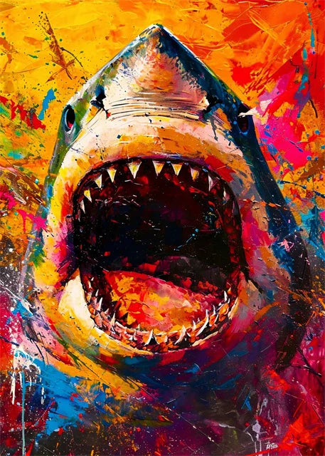 Affiche sur toile représentant des animaux colorés