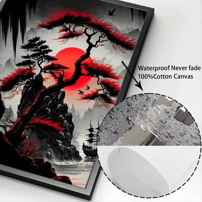 Red and Black Japanese Canvas Poster