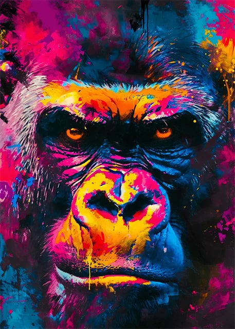 Affiche sur toile représentant des animaux colorés