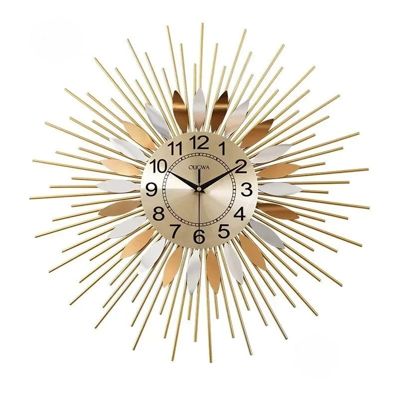 Horloge murale de luxe à motif de tournesol Ougwa