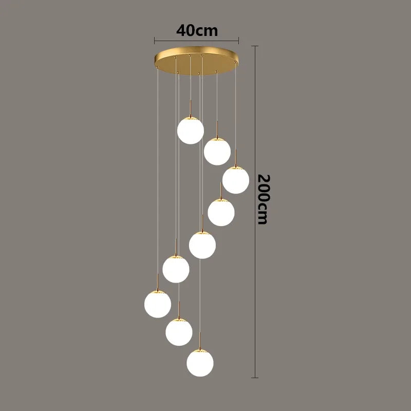 Lampe suspendue en forme d'orbes en spirale