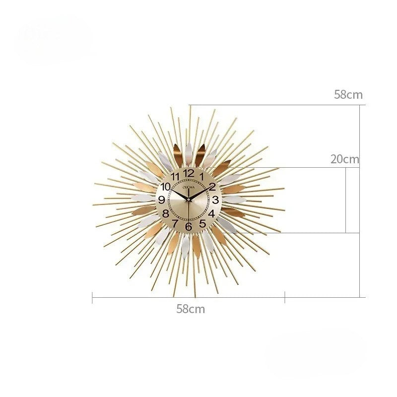 Horloge murale de luxe à motif de tournesol Ougwa
