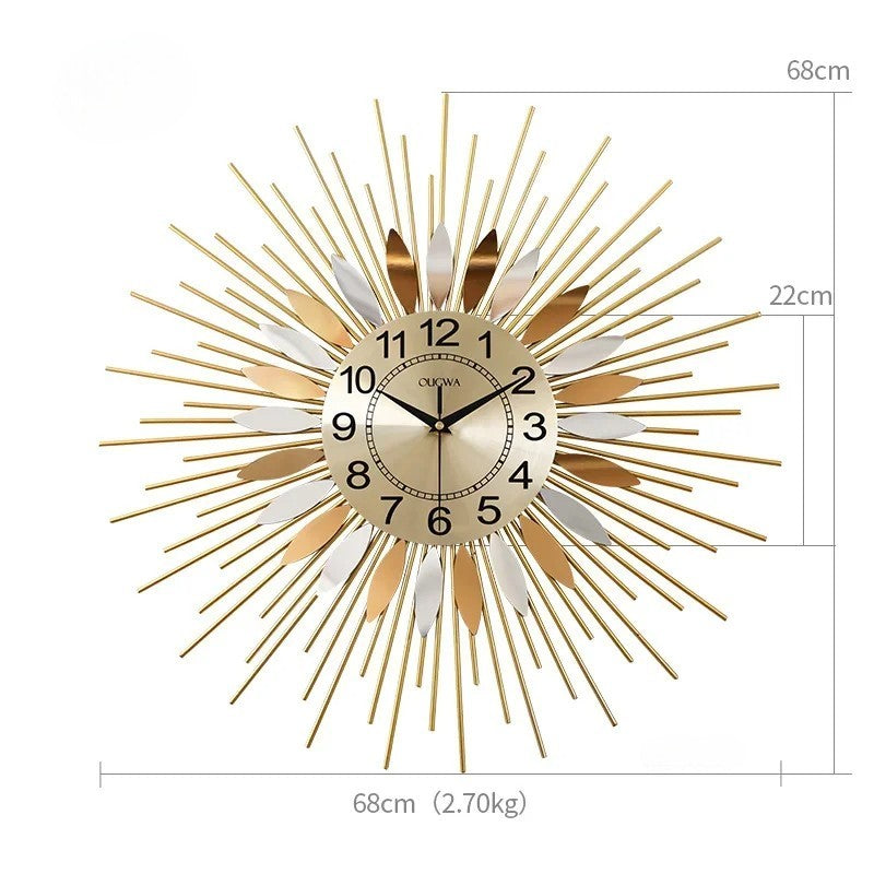 Horloge murale de luxe à motif de tournesol Ougwa