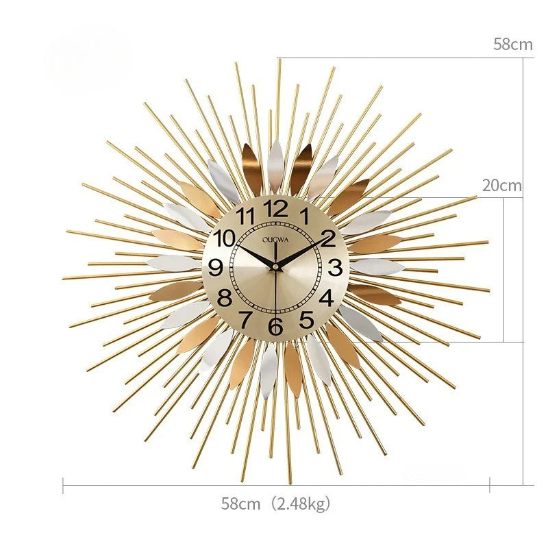 Horloge murale de luxe à motif de tournesol Ougwa