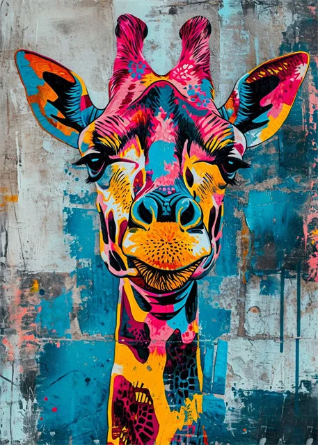 Affiche sur toile représentant des animaux colorés