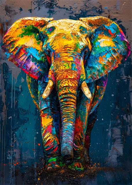 Affiche sur toile représentant des animaux colorés