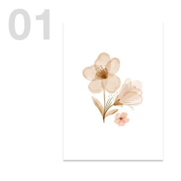 Affiche sur toile avec fleurs et papillons à l'aquarelle