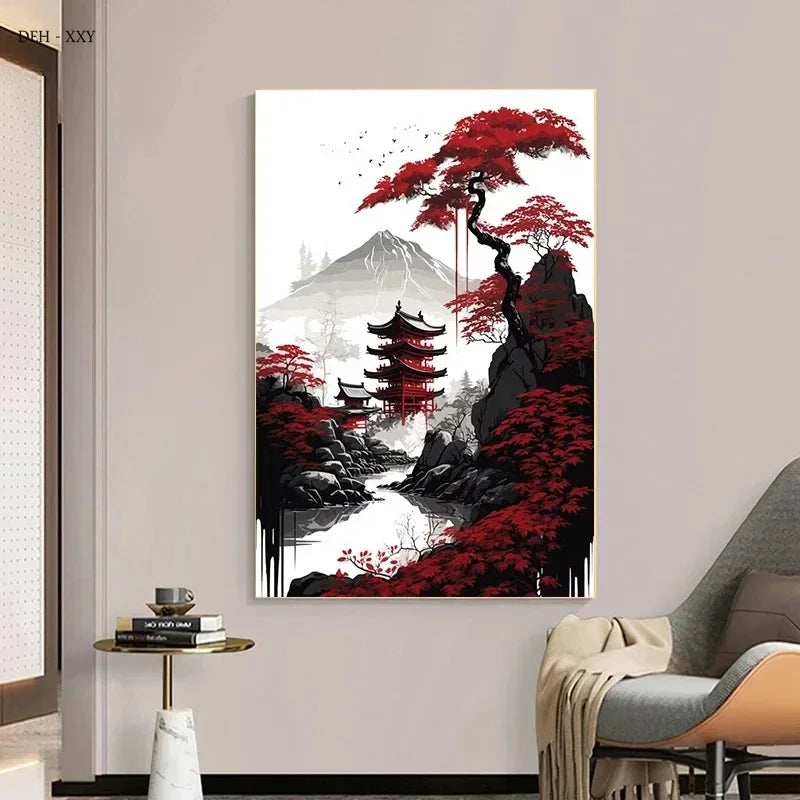 Red and Black Japanese Canvas Poster