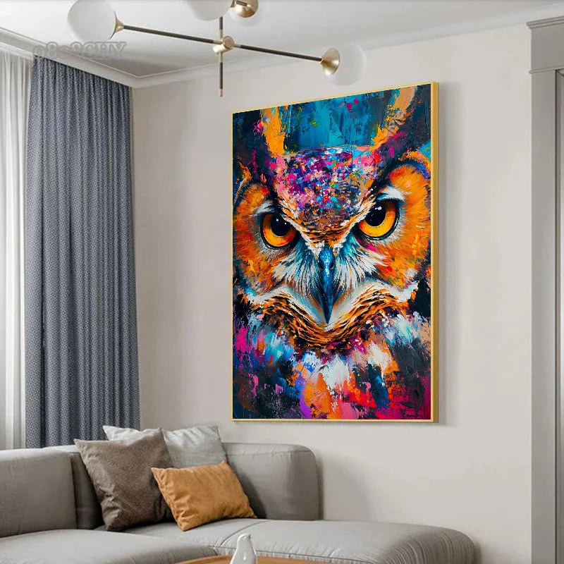 Affiche sur toile représentant des animaux colorés