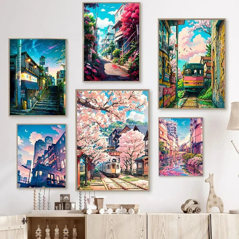 Affiche sur toile représentant un paysage de rue japonais