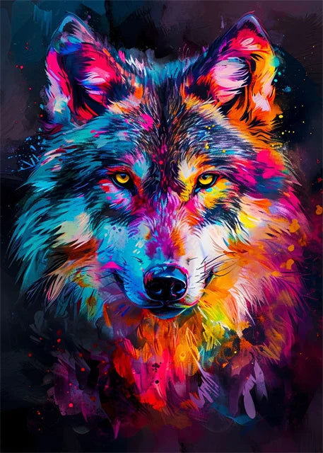 Affiche sur toile représentant des animaux colorés