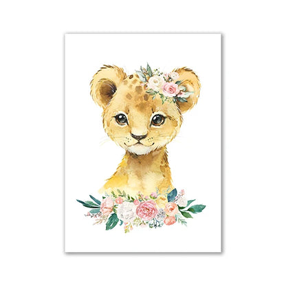 Watercolor Animals Canvas Poster