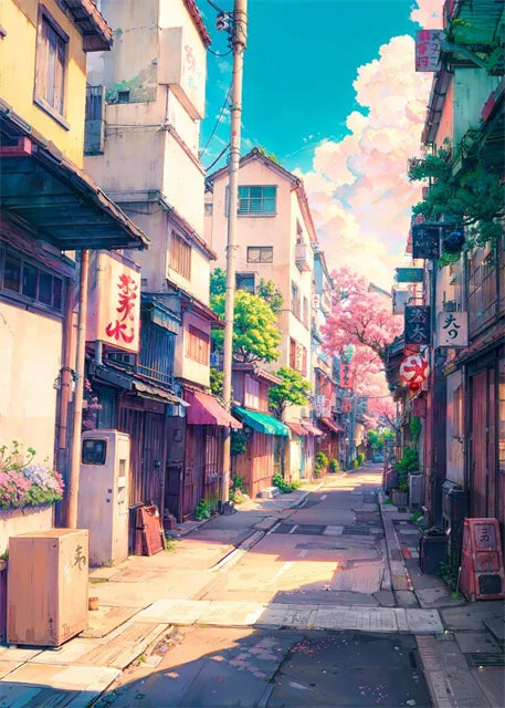 Japanese Street Scenery Canvas Poster