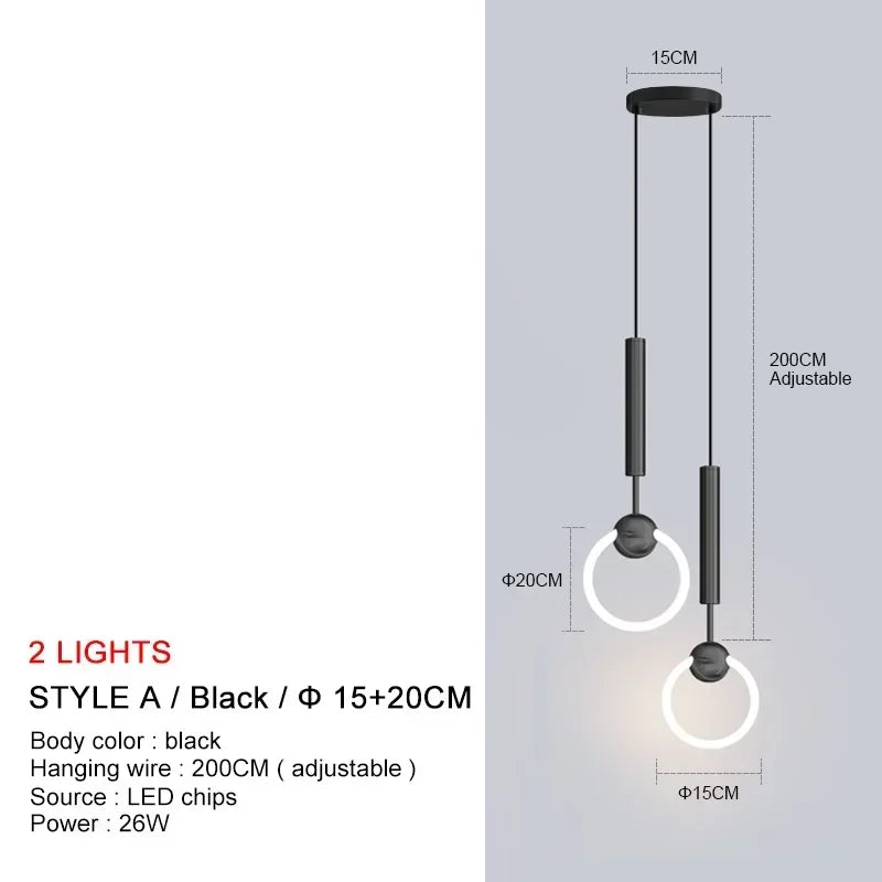 Lampe à suspension de luxe en forme d'anneau