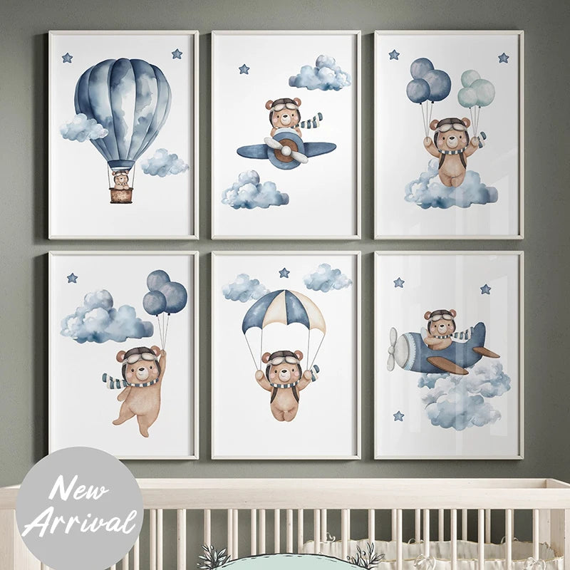 Teddy Bear Travelling Canvas Poster