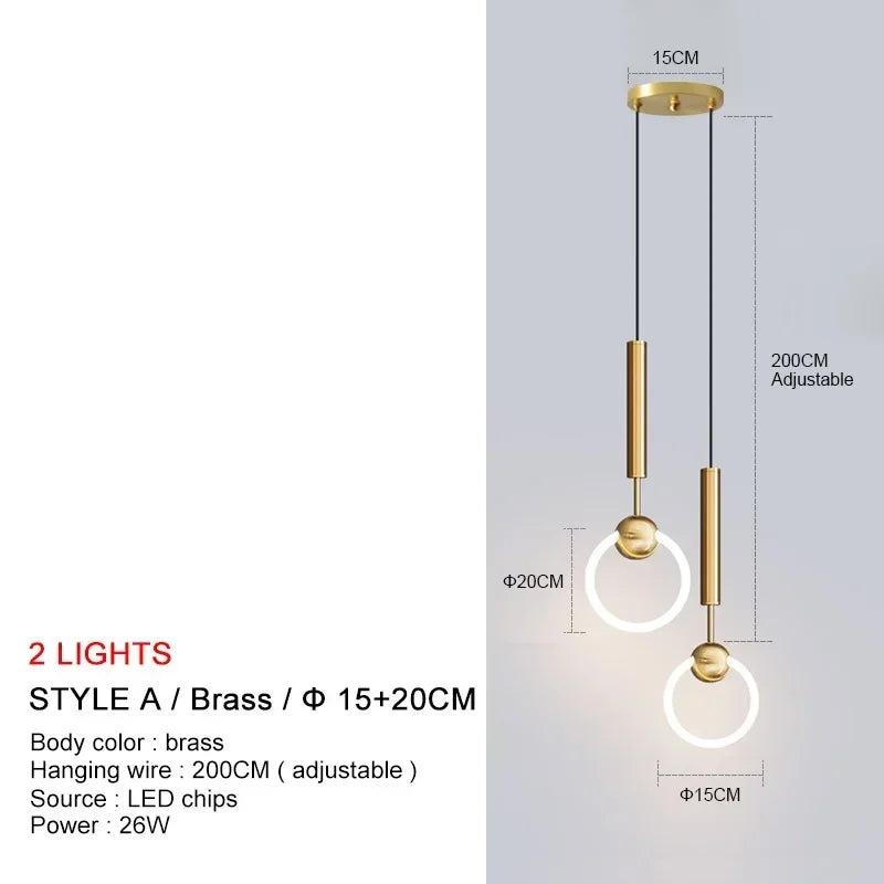 Lampe à suspension de luxe en forme d'anneau