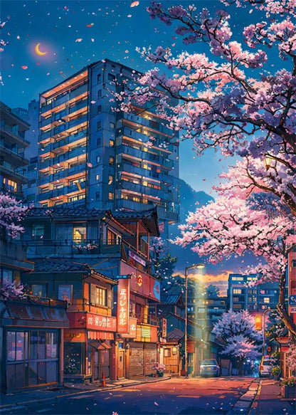 Affiche sur toile représentant un paysage de rue japonais