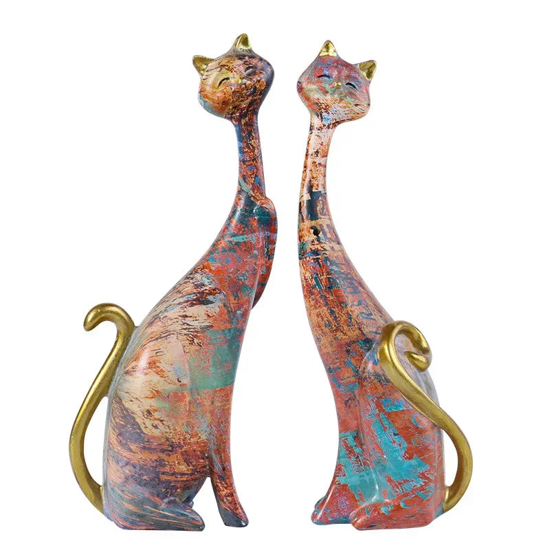 Ensemble de sculptures de chat Graffiti Art