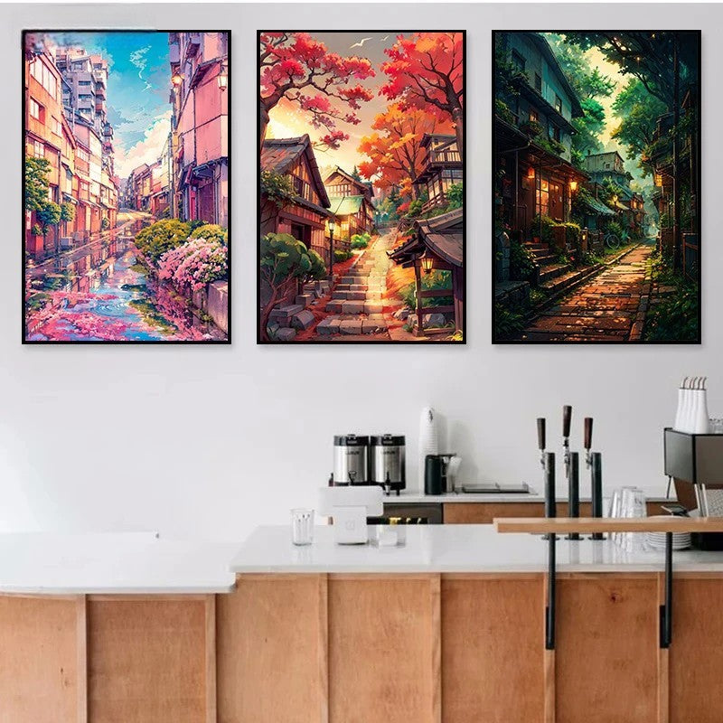 Japanese Street Scenery Canvas Poster