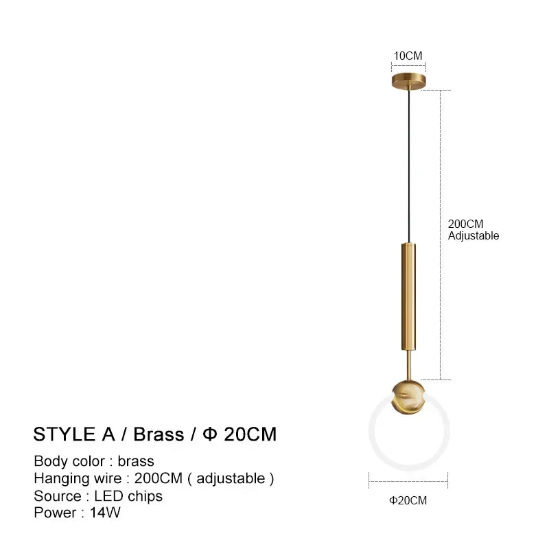 Lampe à suspension de luxe en forme d'anneau