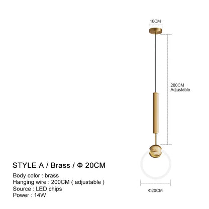 Lampe à suspension de luxe en forme d'anneau