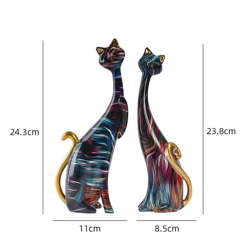 Ensemble de sculptures de chat Graffiti Art