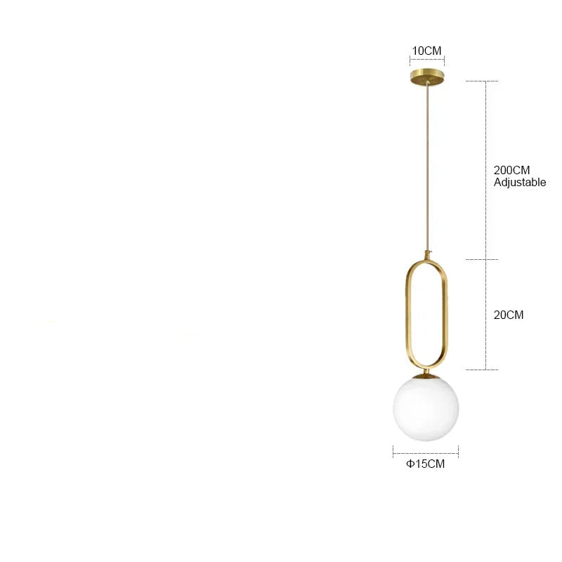 Lampe à ellipse dorée et boule de verre