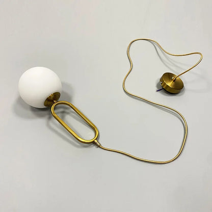 Lampe à ellipse dorée et boule de verre