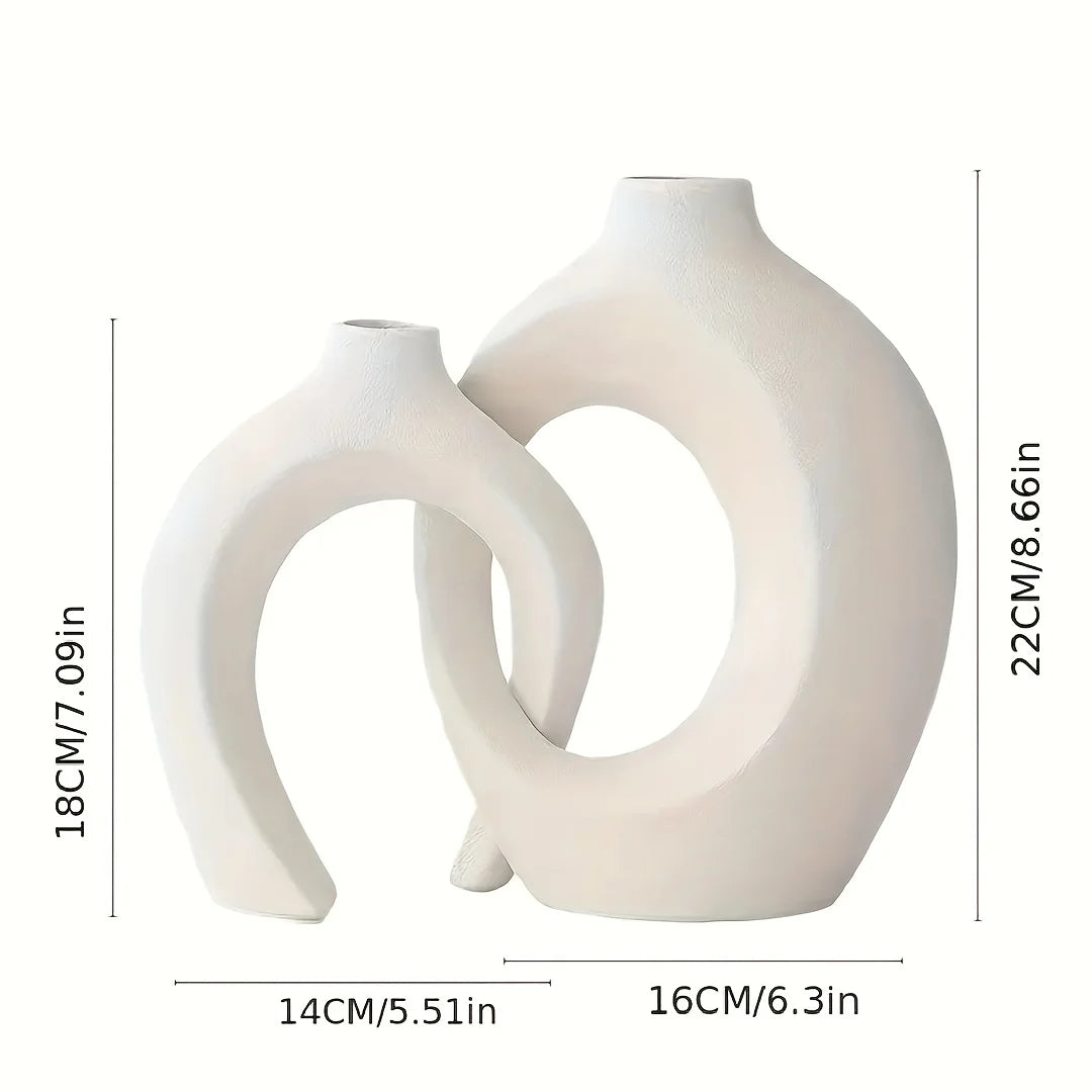 Set of 2 Hollow Ceramic Vases