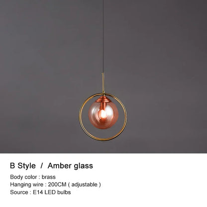 Lampe suspendue en forme de boule de verre