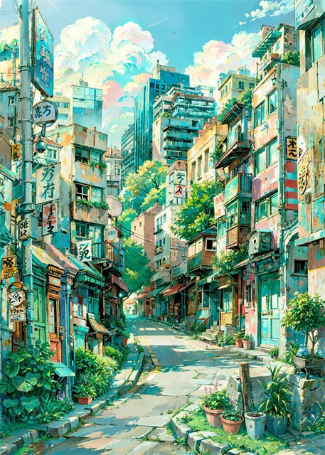 Affiche sur toile représentant un paysage de rue japonais