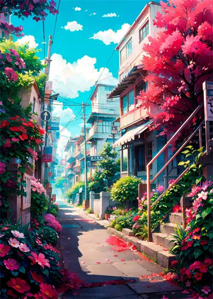 Japanese Street Scenery Canvas Poster