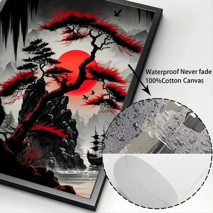 Red and Black Japanese Canvas Poster
