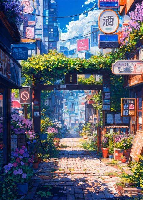 Japanese Street Scenery Canvas Poster