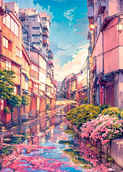 Japanese Street Scenery Canvas Poster