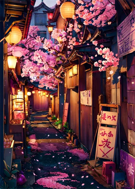 Japanese Street Scenery Canvas Poster