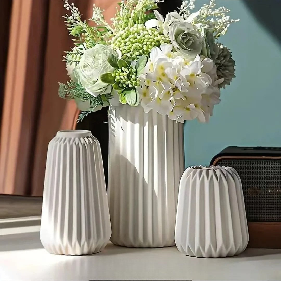 Set of 3 Vertical Pattern Vases