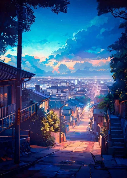 Affiche sur toile représentant un paysage de rue japonais