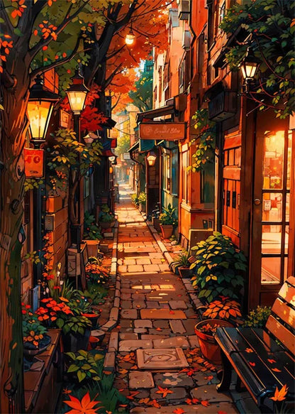 Japanese Street Scenery Canvas Poster