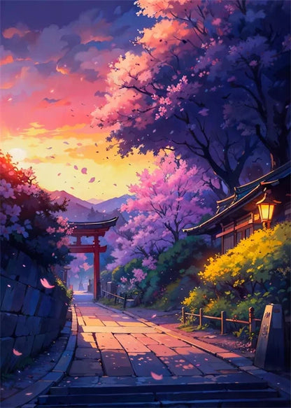 Affiche sur toile représentant un paysage de rue japonais