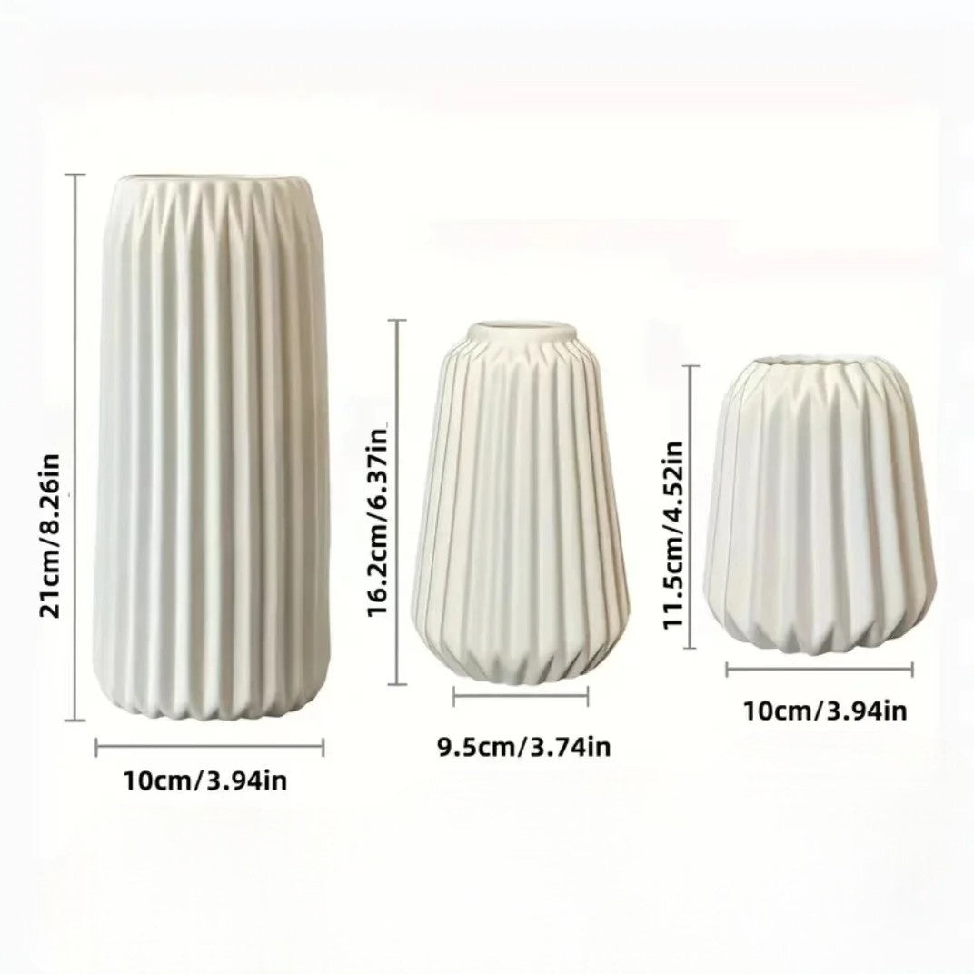 Set of 3 Vertical Pattern Vases