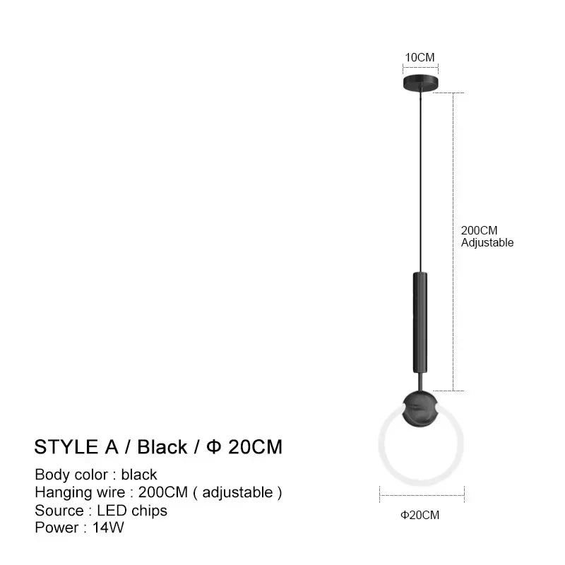 Lampe à suspension de luxe en forme d'anneau